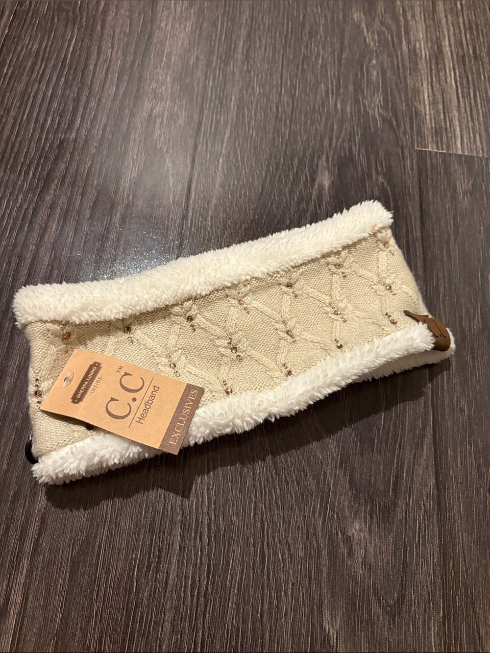 C.C Sherpa headband with crystals NWT